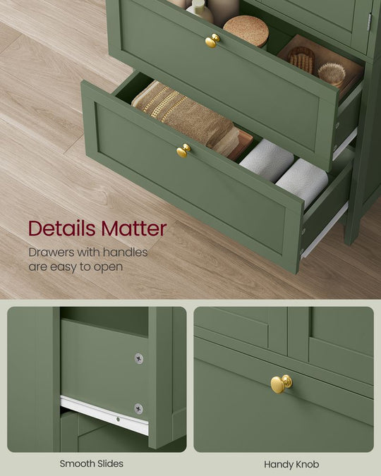 Bathroom Floor Cabinet | Two-Drawer Storage with Doors
