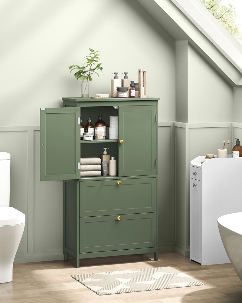 Bathroom Floor Cabinet | Two-Drawer Storage with Doors