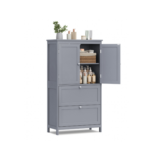 Bathroom Floor Cabinet | Two-Drawer Storage with Doors