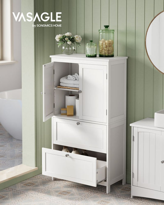 Bathroom Floor Cabinet | Two-Drawer Storage with Doors