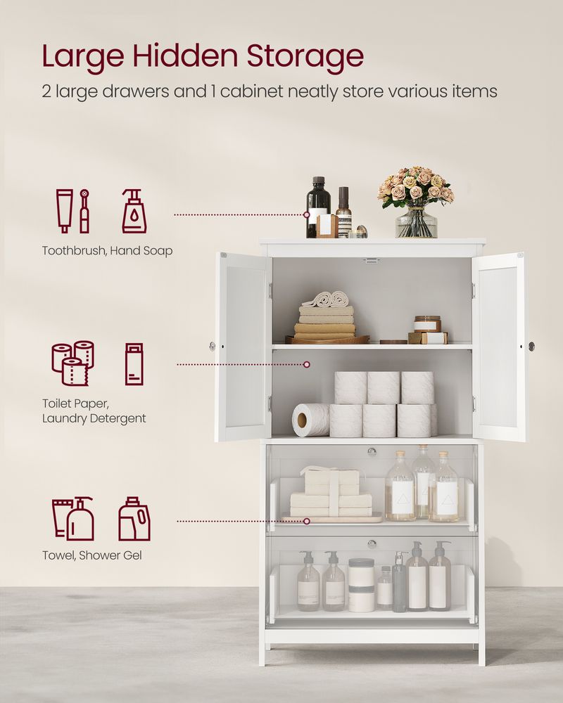 Bathroom Floor Cabinet | Two-Drawer Storage with Doors
