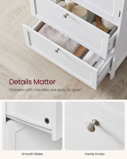Bathroom Floor Cabinet | Two-Drawer Storage with Doors
