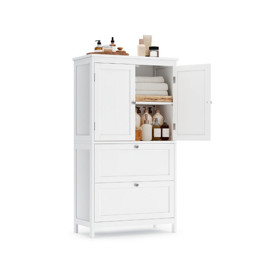 Bathroom Floor Cabinet | Two-Drawer Storage with Doors