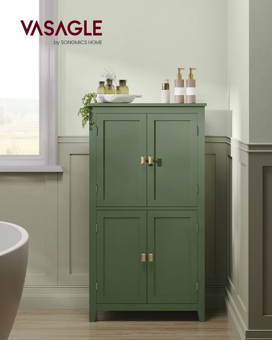 Freestanding Bathroom Storage Cabinet | Four Doors With Adjustable Shelves