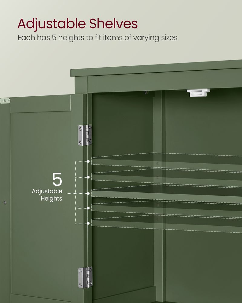 Freestanding Bathroom Storage Cabinet | Four Doors With Adjustable Shelves