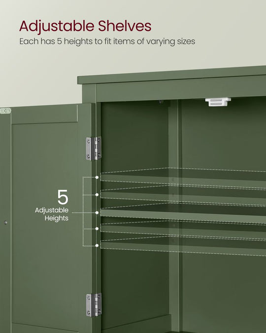 Freestanding Bathroom Storage Cabinet | Four Doors With Adjustable Shelves