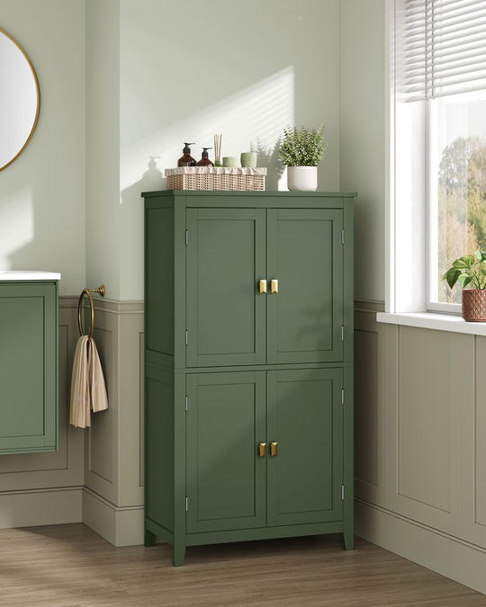 Freestanding Bathroom Storage Cabinet | Four Doors With Adjustable Shelves