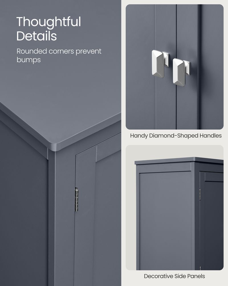 Freestanding Bathroom Storage Cabinet | Four Doors With Adjustable Shelves