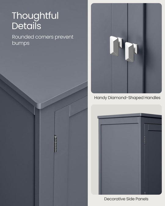 Freestanding Bathroom Storage Cabinet | Four Doors With Adjustable Shelves