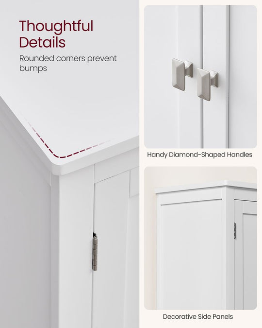 Freestanding Bathroom Storage Cabinet | Four Doors With Adjustable Shelves