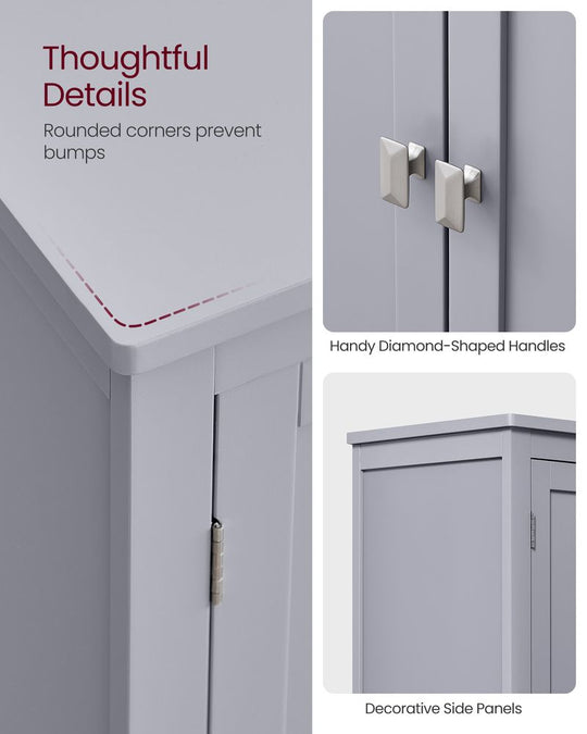 Freestanding Bathroom Storage Cabinet | Four Doors With Adjustable Shelves