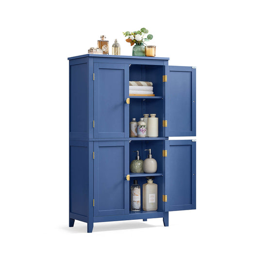 Freestanding Bathroom Storage Cabinet | Four Doors With Adjustable Shelves
