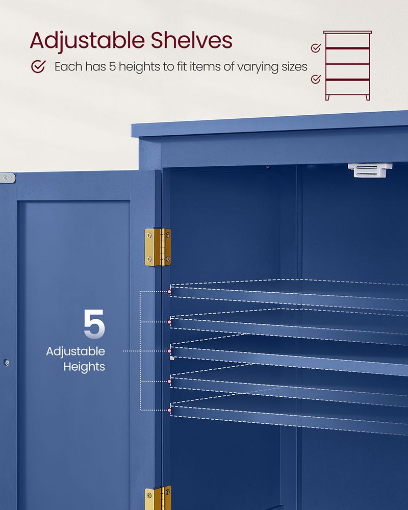 Freestanding Bathroom Storage Cabinet | Four Doors With Adjustable Shelves