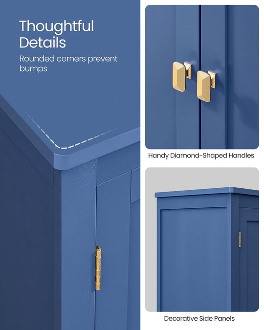 Freestanding Bathroom Storage Cabinet | Four Doors With Adjustable Shelves
