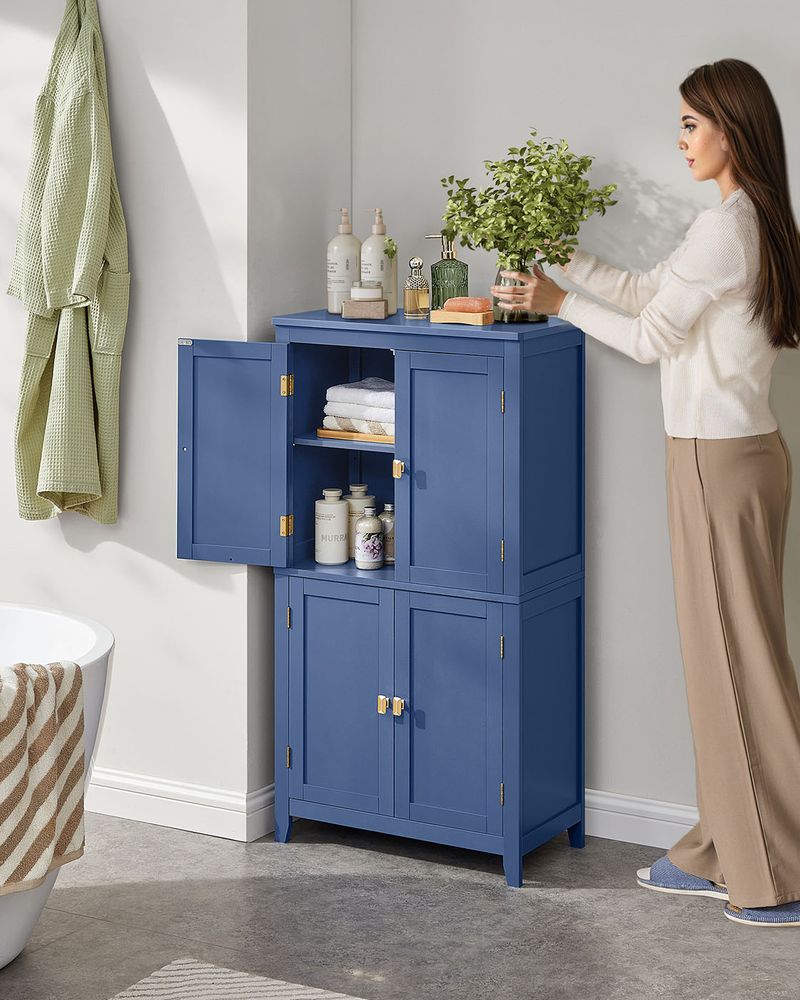 Freestanding Bathroom Storage Cabinet | Four Doors With Adjustable Shelves