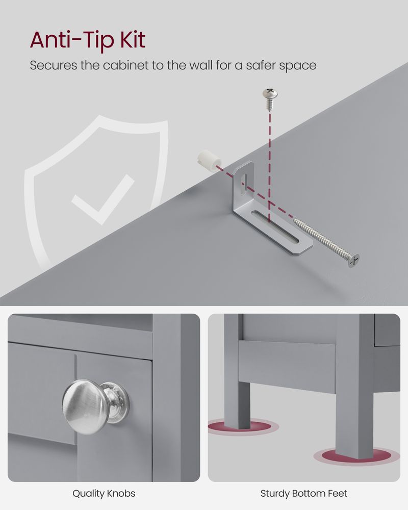 Tall Narrow Bathroom Cabinet | Door Activated Light With Adjustable Shelves