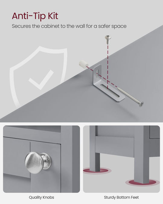 Tall Narrow Bathroom Cabinet | Door Activated Light With Adjustable Shelves