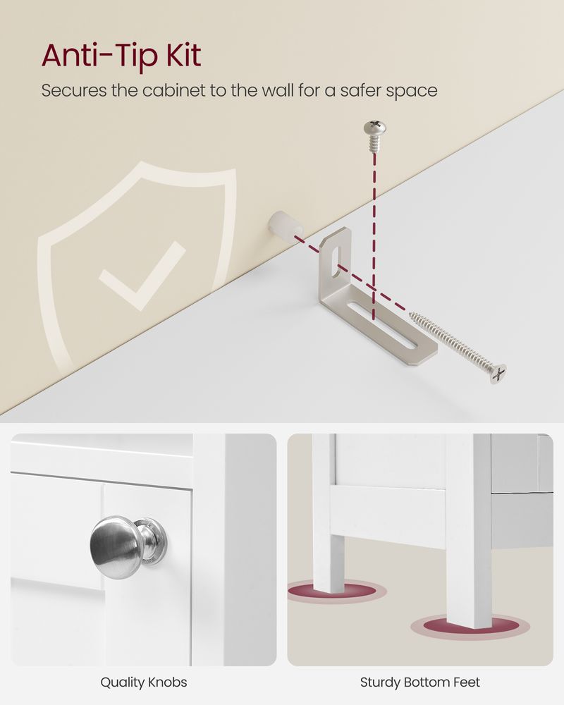 Tall Narrow Bathroom Cabinet | Door Activated Light With Adjustable Shelves
