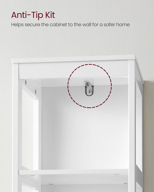 Slim Bathroom Floor Cabinet | Tall Storage With Open Shelves