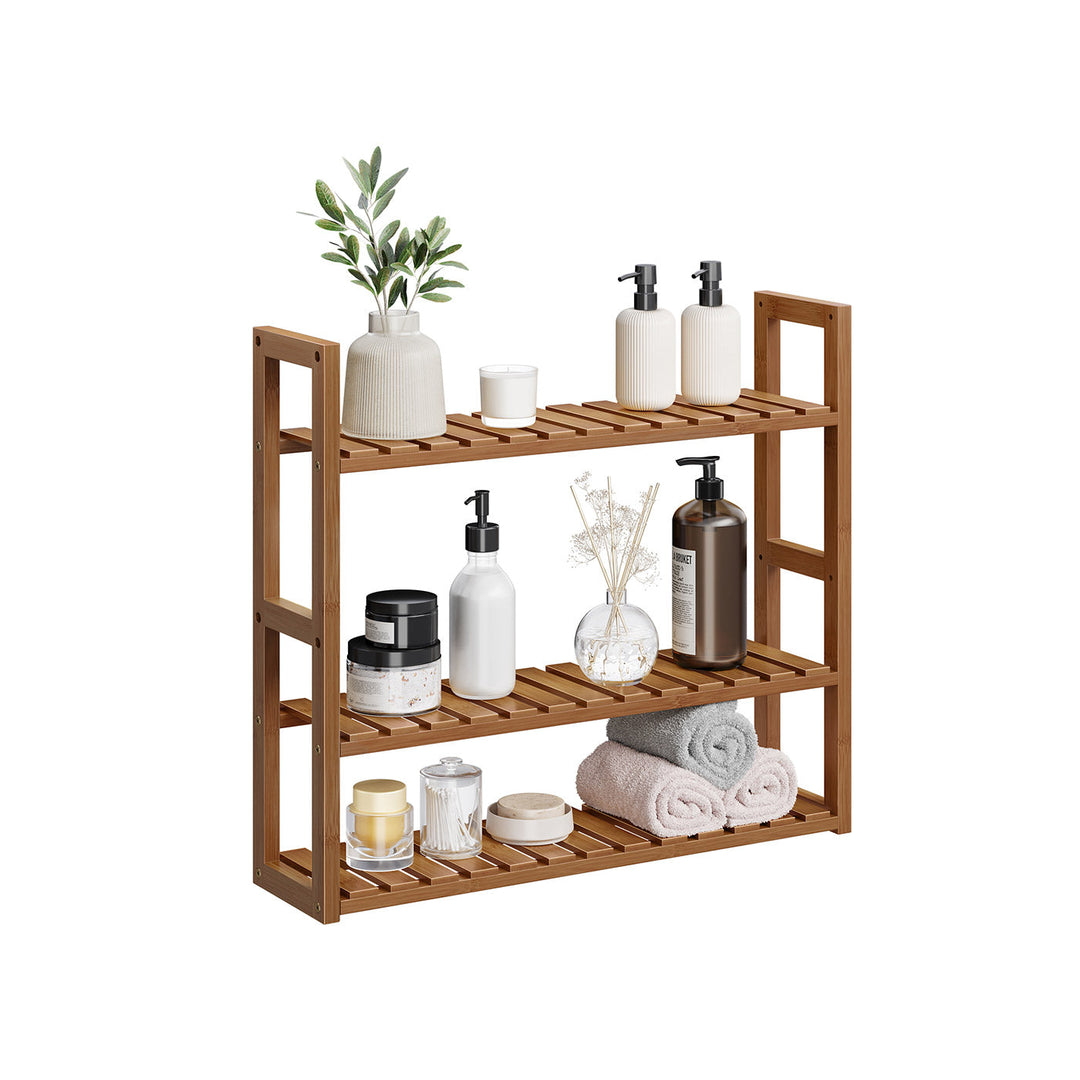 Bamboo Bathroom Shelf | 3-Tier Wall Mount or Freestanding Rack