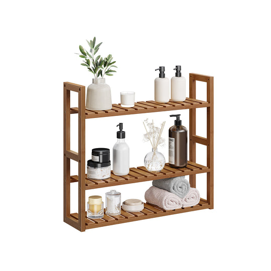 Bamboo Bathroom Shelf | 3-Tier Wall Mount or Freestanding Rack