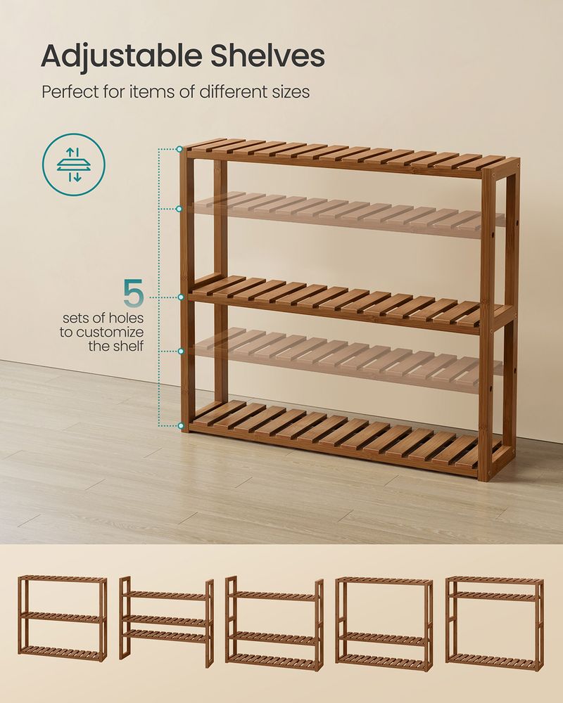 Bamboo Bathroom Shelf | 3-Tier Wall Mount or Freestanding Rack