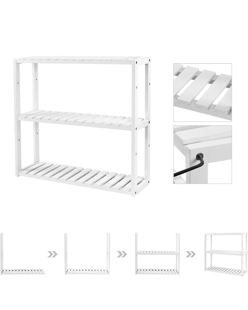 Bamboo Bathroom Shelf | 3-Tier Wall Mount or Freestanding Rack