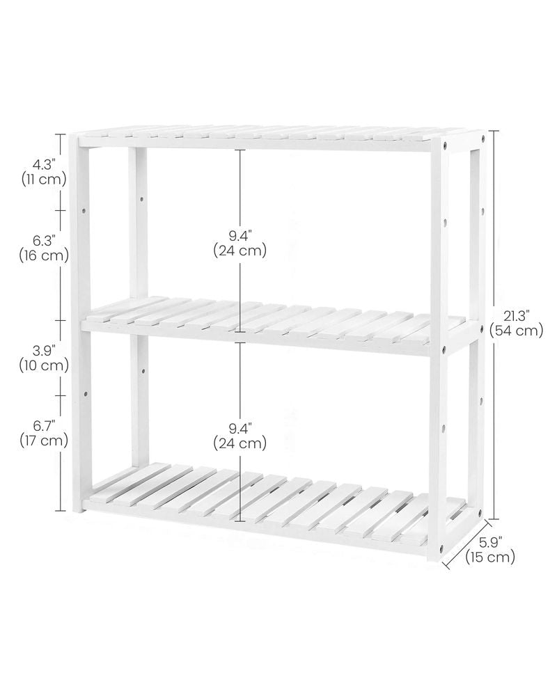 Bamboo Bathroom Shelf | 3-Tier Wall Mount or Freestanding Rack