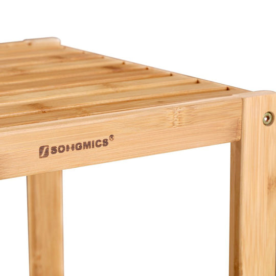 Narrow Bamboo Bathroom Shelf | Four Tier Storage Rack