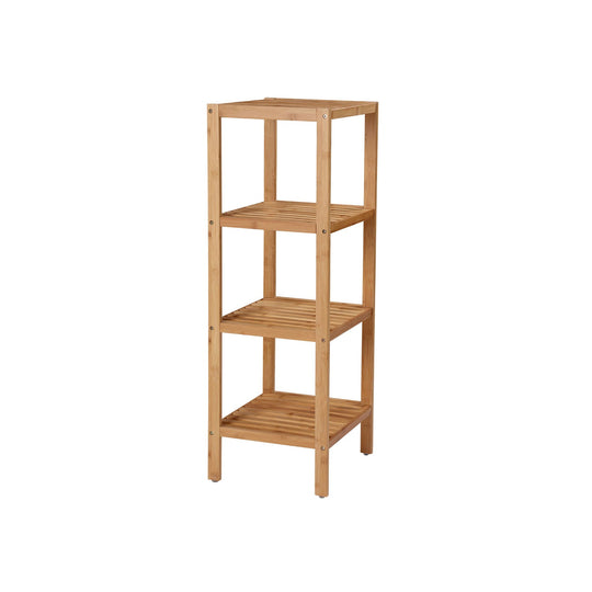 Narrow Bamboo Bathroom Shelf | Four Tier Storage Rack
