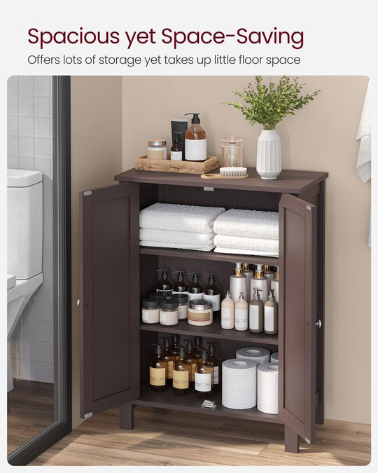 Freestanding Bathroom Cabinet | Two Doors With Adjustable Inner Shelves