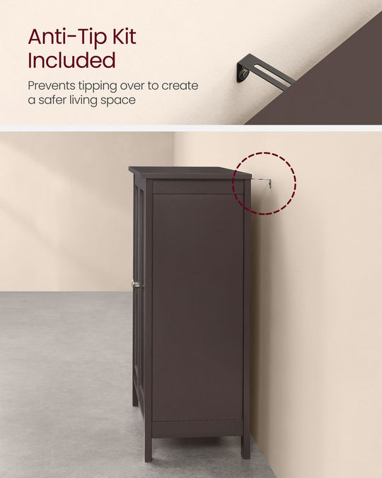 Freestanding Bathroom Cabinet | Two Doors With Adjustable Inner Shelves