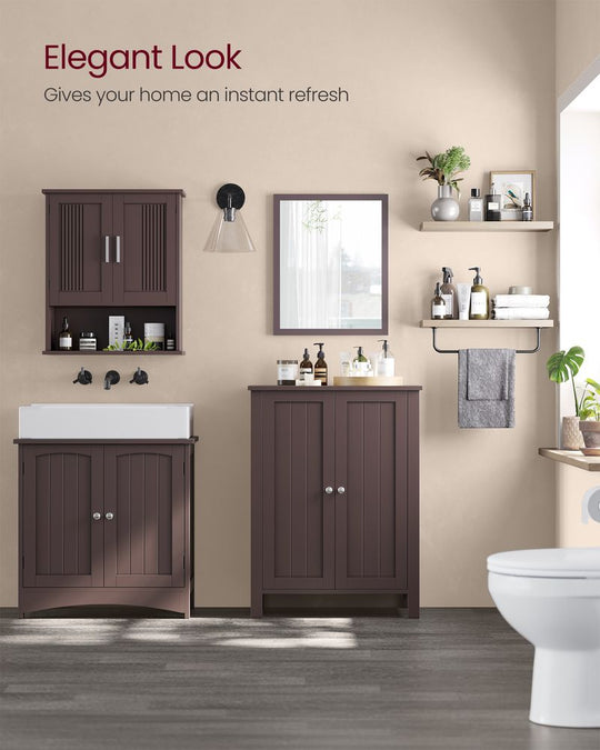 Freestanding Bathroom Cabinet | Two Doors With Adjustable Inner Shelves