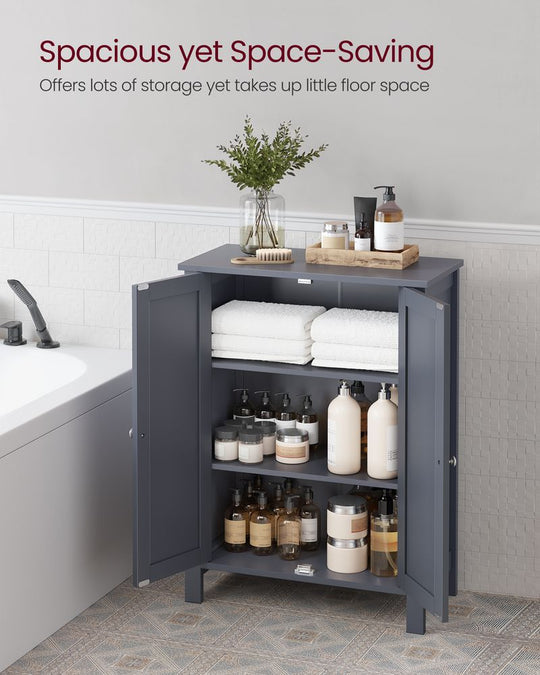 Freestanding Bathroom Cabinet | Two Doors With Adjustable Inner Shelves