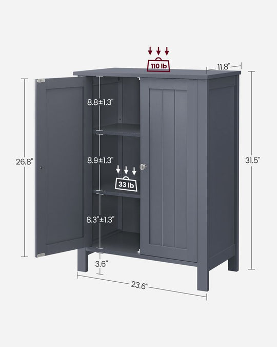 Freestanding Bathroom Cabinet | Two Doors With Adjustable Inner Shelves