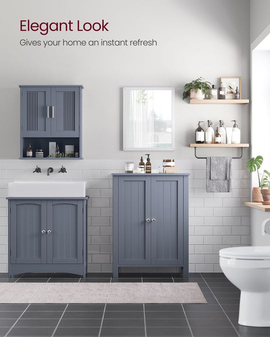 Freestanding Bathroom Cabinet | Two Doors With Adjustable Inner Shelves