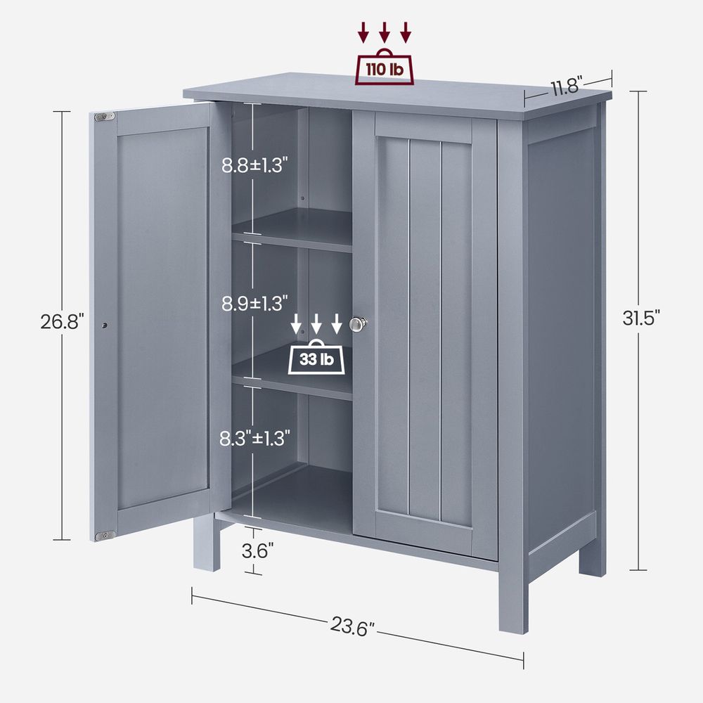 Freestanding Bathroom Cabinet | Two Doors With Adjustable Inner Shelves