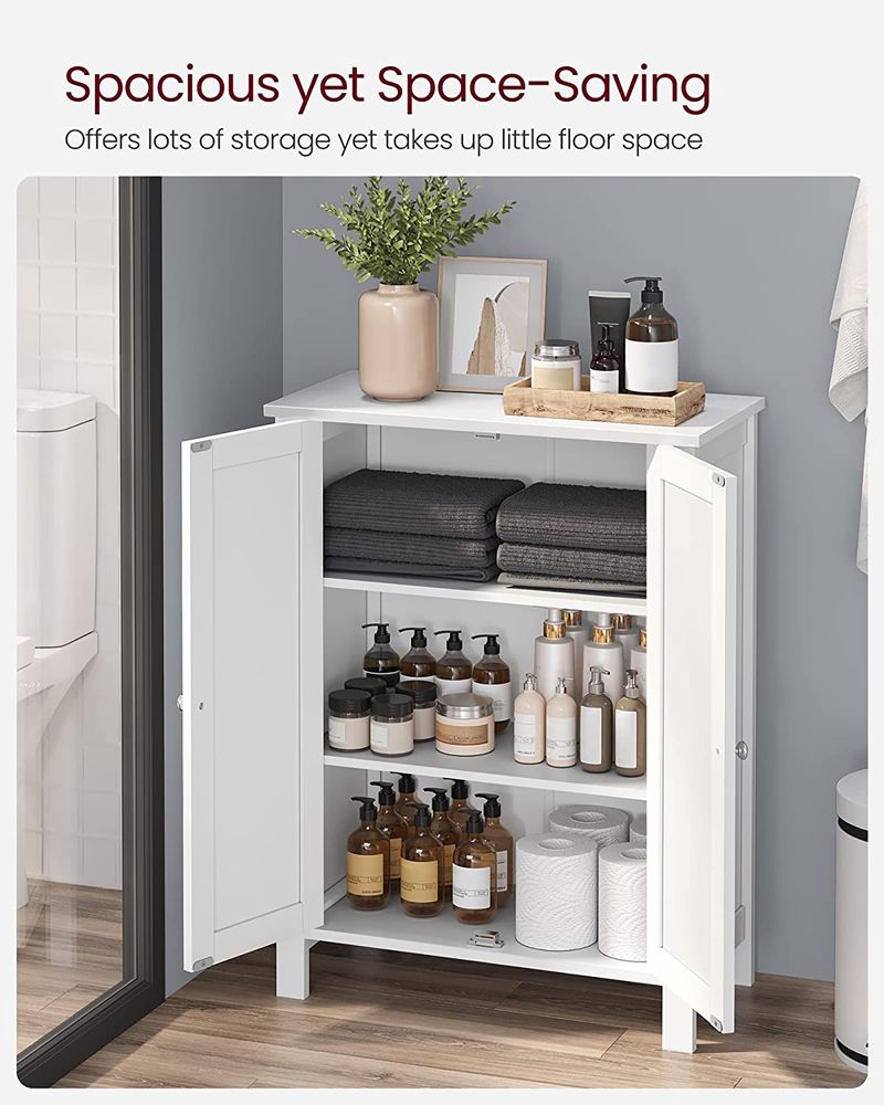 Freestanding Bathroom Cabinet | Two Doors With Adjustable Inner Shelves
