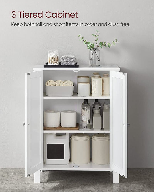 Freestanding Bathroom Cabinet | Two Doors With Adjustable Inner Shelves