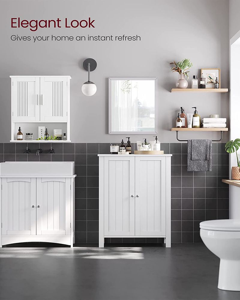 Freestanding Bathroom Cabinet | Two Doors With Adjustable Inner Shelves
