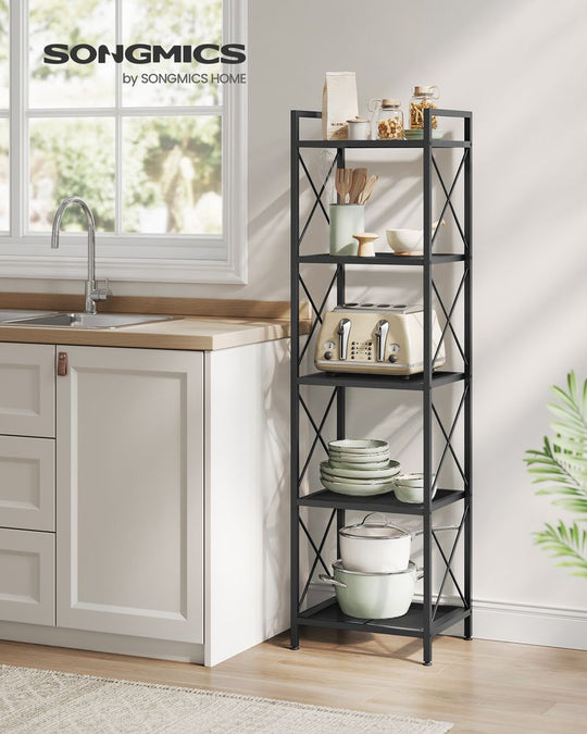 5-Tier Metal Storage Rack | X-Frame Shelving Unit