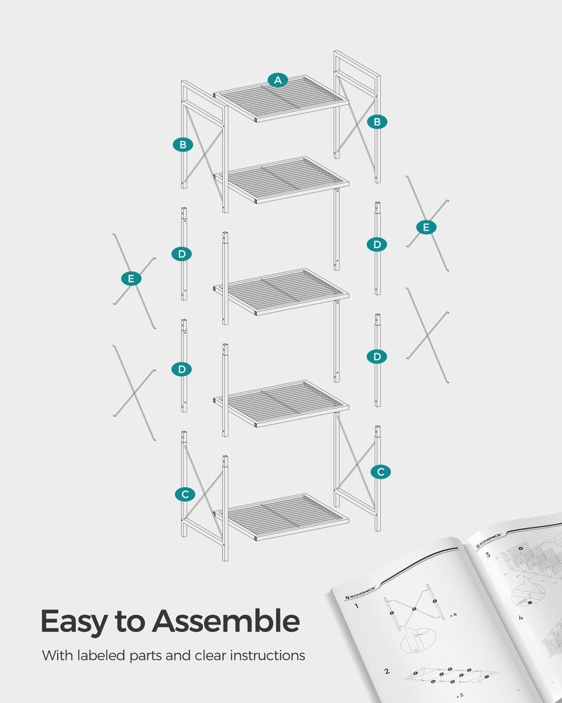 5-Tier Metal Storage Rack | X-Frame Shelving Unit