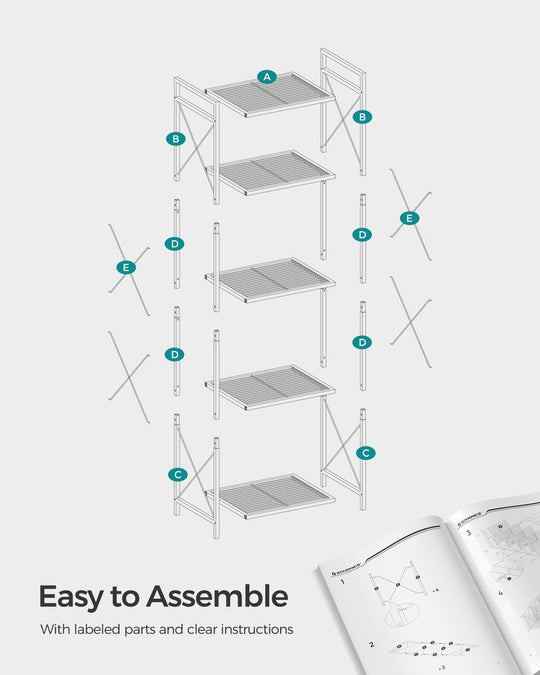 5-Tier Metal Storage Rack | X-Frame Shelving Unit