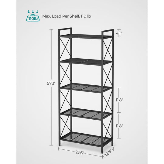 5-Tier Metal Storage Rack | X-Frame Shelving Unit