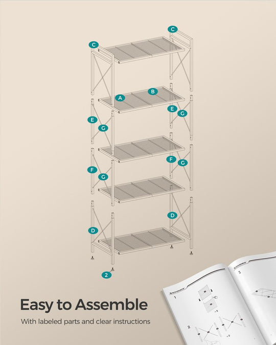 5-Tier Metal Storage Rack | X-Frame Shelving Unit