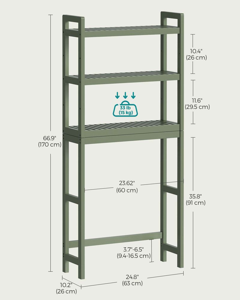 Over The Toilet Storage Shelf | Three Tier Bathroom Organizer