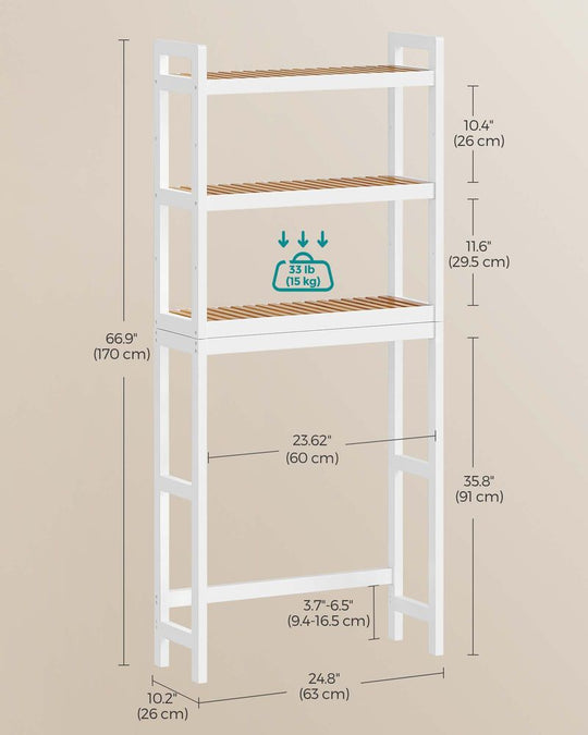 Over The Toilet Storage Shelf | Three Tier Bathroom Organizer