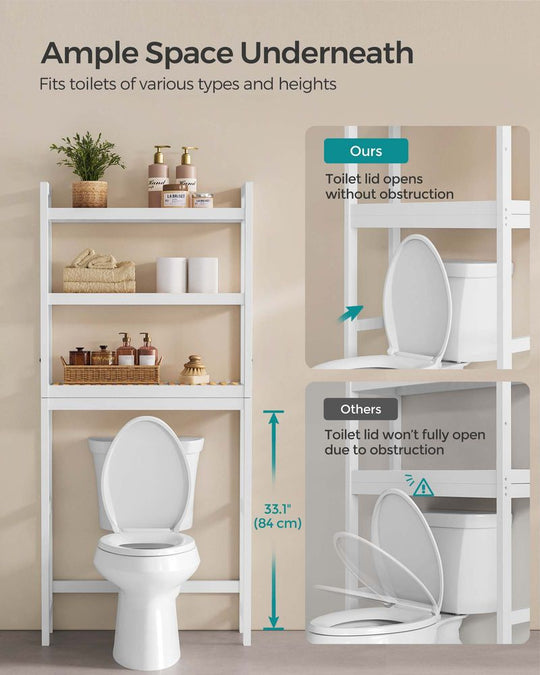 Over The Toilet Storage Shelf | Three Tier Bathroom Organizer