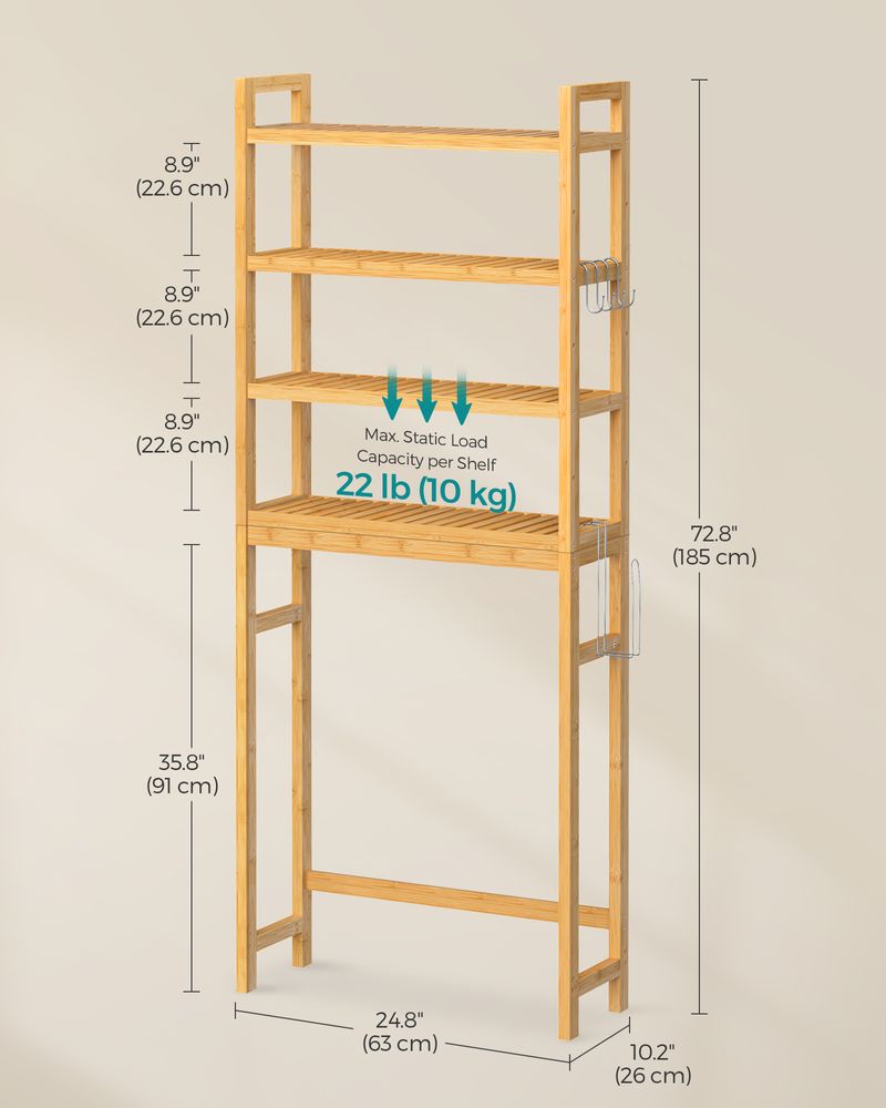Over The Toilet Storage Shelf | Three Tier Bathroom Organizer