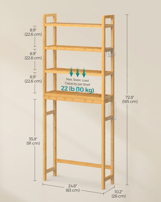 Over The Toilet Storage Shelf | Three Tier Bathroom Organizer